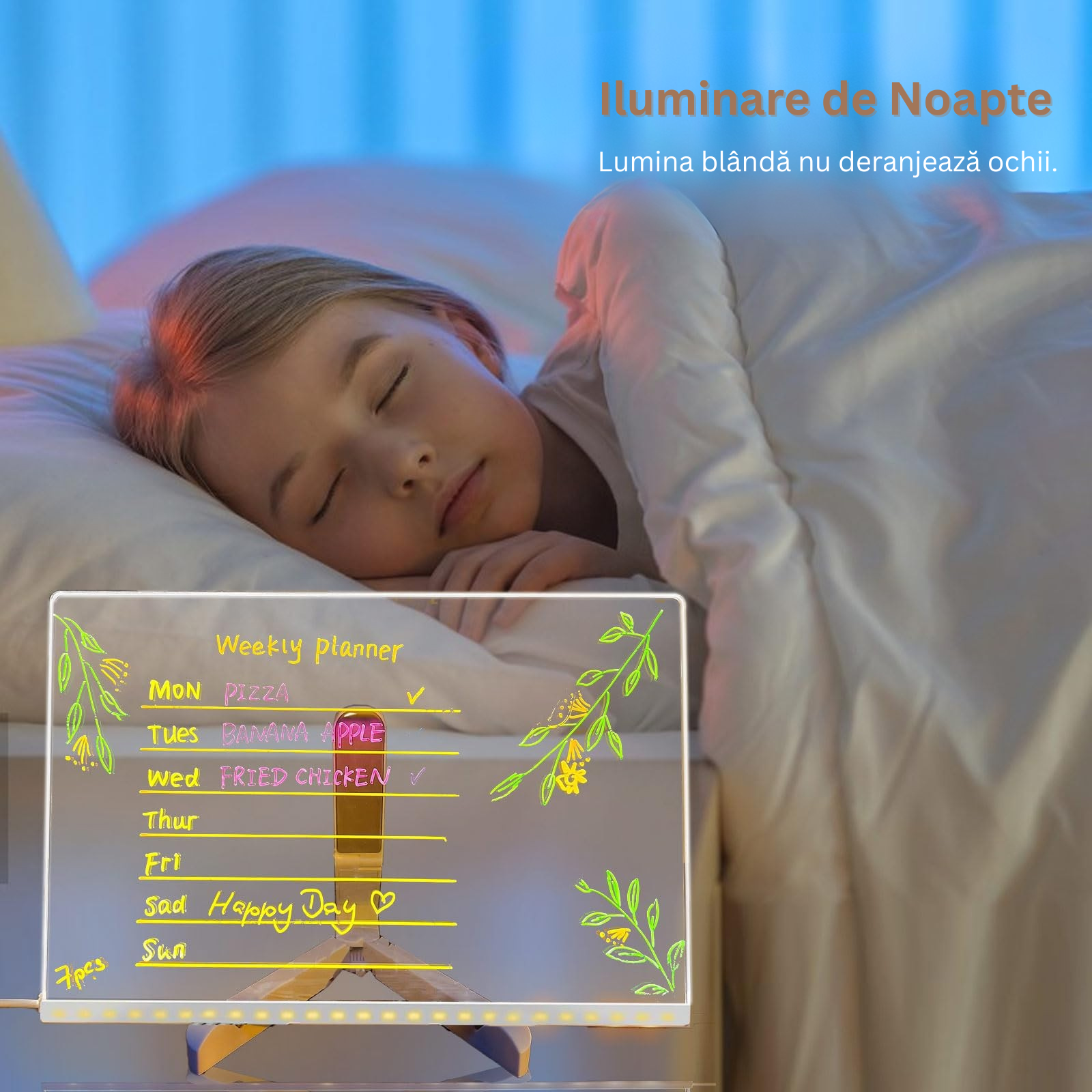 Tăbliță pentru Mesaje din Acrilic cu 7 Culori Iluminate